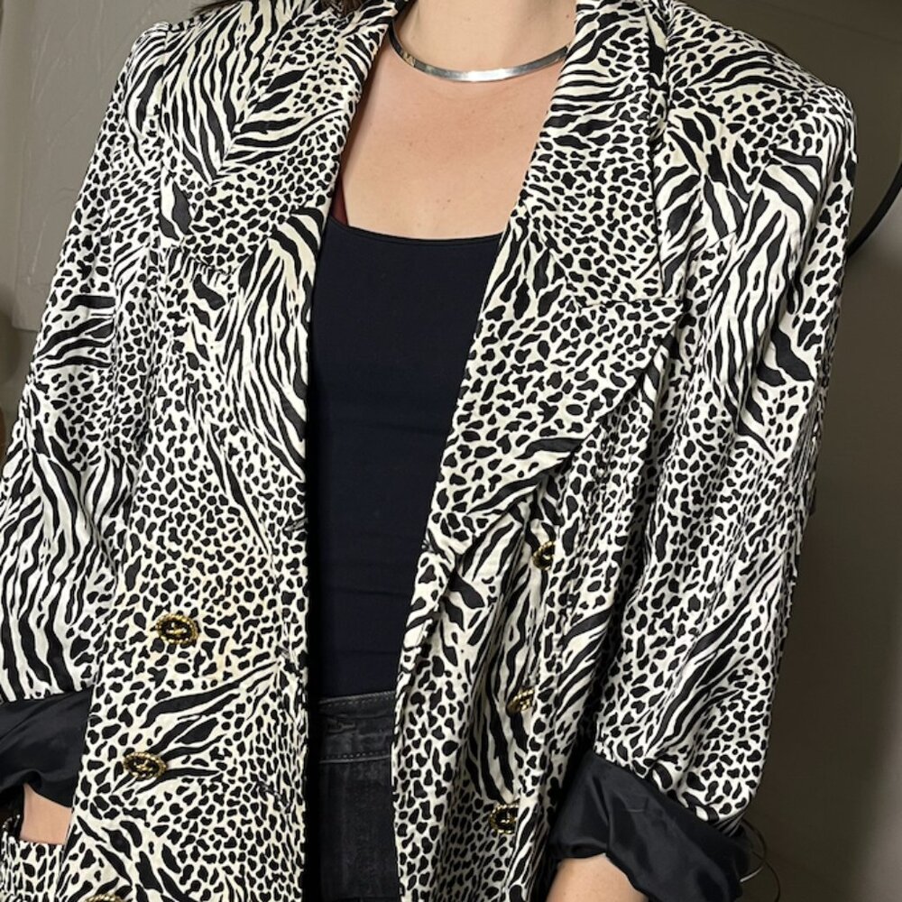 Lily & Taylor Zebra/Dalmation Print  Coat